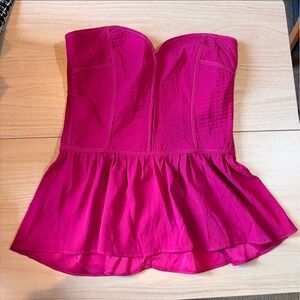 Buddy Love Eve Strapless Corset Peplum Top M Pink Barbiecore Going Out Party